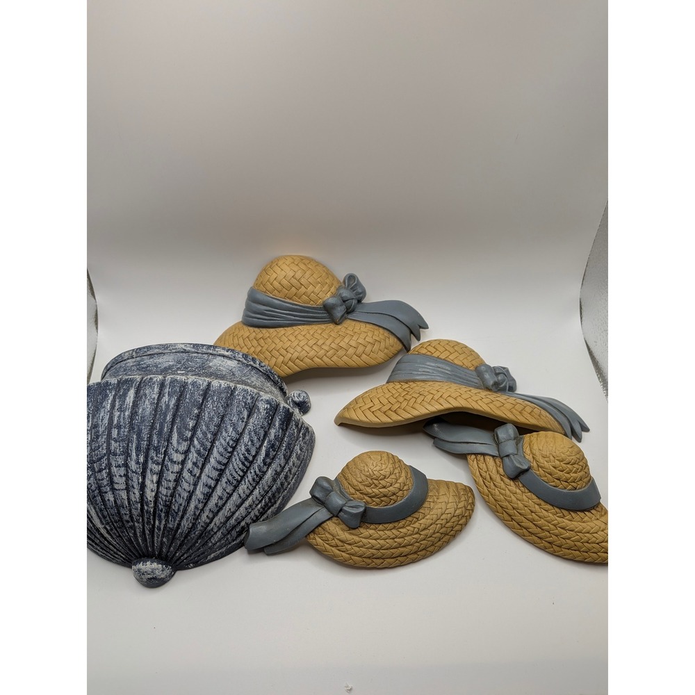 Vintage Burwood Sun Hats Wall Decor‎ and Wall Pocket Planter Set Grannycore